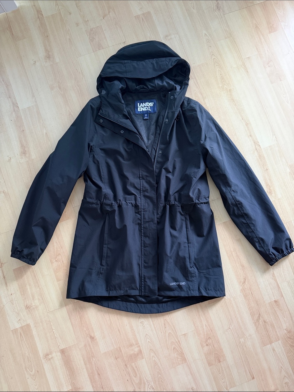 Women's Waterproof Hooded Packable Raincoat Black XS